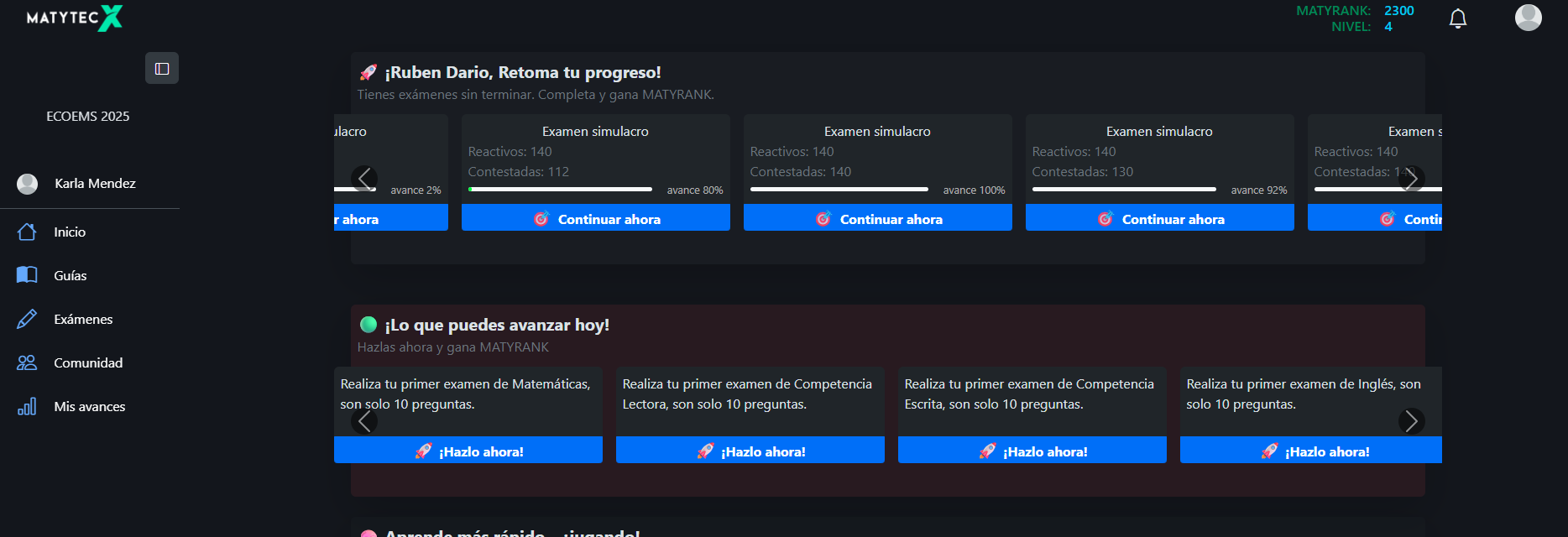 Plataforma atractiva para estudiantes